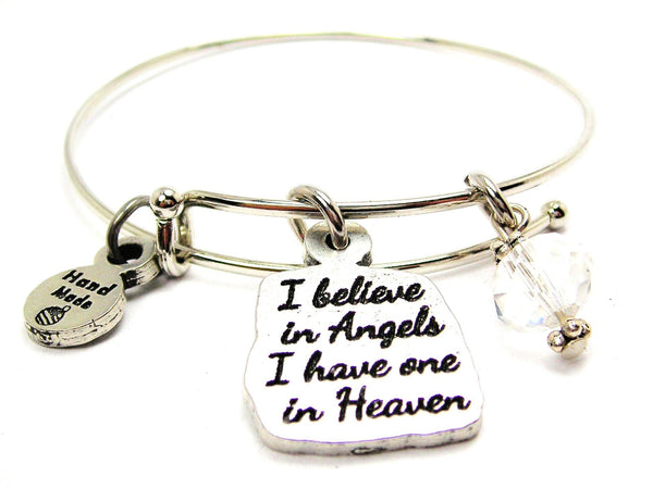 I Believe In Angels I Have One In Heaven Expandable Bangle Bracelet