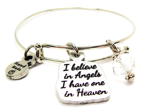 I Believe In Angels I Have One In Heaven Expandable Bangle Bracelet