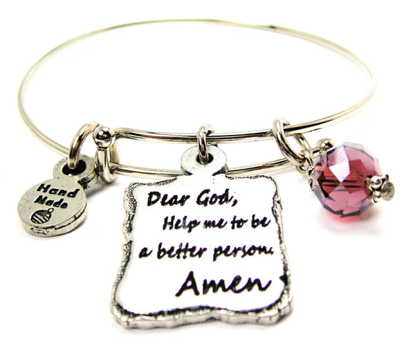 Dear God Help Me To Be A Better Person Amen Expandable Bangle Bracelet