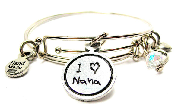 I Love Nana Child Handwriting Expandable Bangle Bracelet