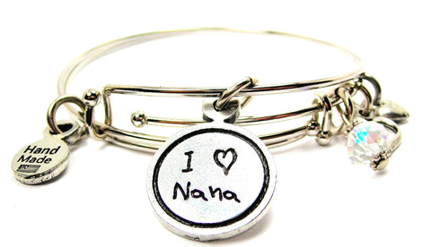 I Love Nana Child Handwriting Expandable Bangle Bracelet