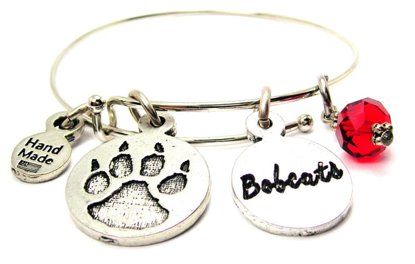Furry Paw With Bobcats Circle Bangle Bracelet
