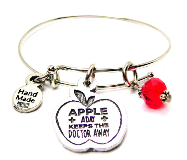 Apple A Day Keeps The Doctor Away Expandable Bangle Bracelet