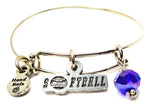 Softball Tab With Softball Expandable Bangle Bracelet