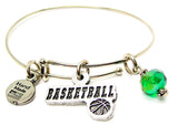 Basketball Tab With Basketball Expandable Bangle Bracelet