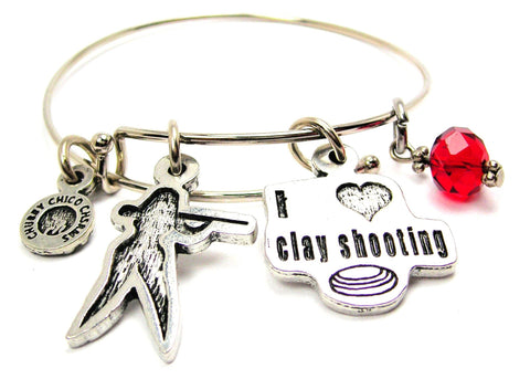 I Love Clay Shooting With Clay Shooting Girl Bangle Bracelet