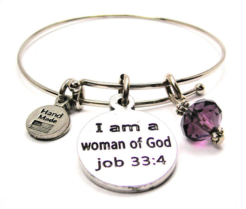 I Am A Woman Of God Job 33:4 Expandable Bangle Bracelet