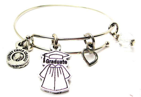 Graduate Cap And Gown Bangle Bracelet