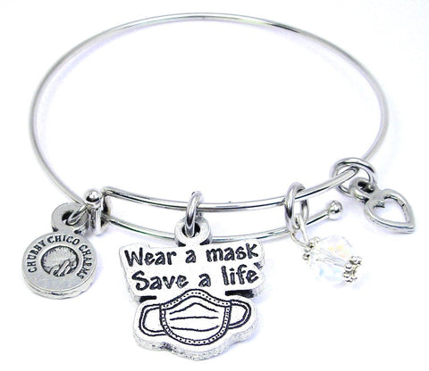 Wear A Mask Save A Life Bangle Bracelet