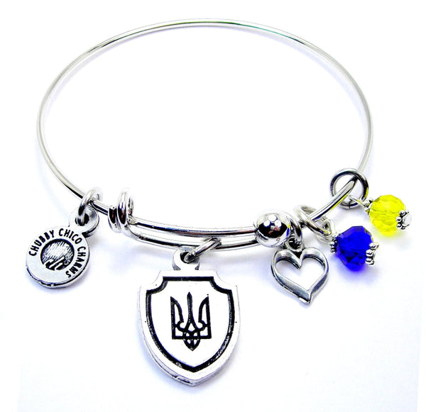 Tryzub Ukrainian Coat Of Arms Symbol Expandable Bangle Bracelet