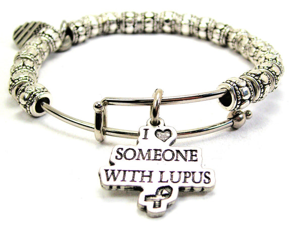 I Love Someone With Lupus Metal Beaded Bracelet
