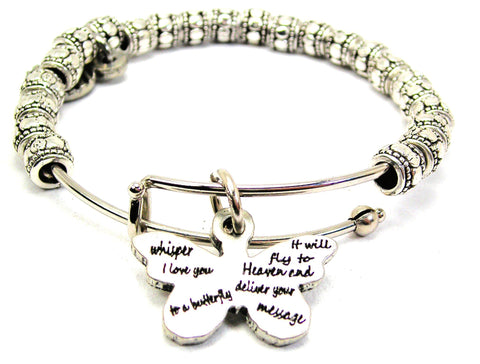 Whisper I Love You To A Butterfly Metal Beaded Bracelet