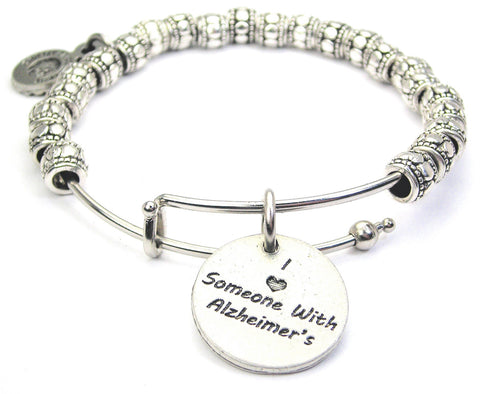I Love Someone With Alzheimer's Metal Beaded Bracelet