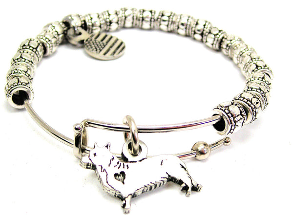 Standing Corgi Metal Beaded Bracelet