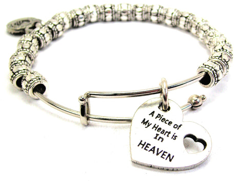 A Piece Of My Heart Is In Heaven Metal Beaded Bracelet