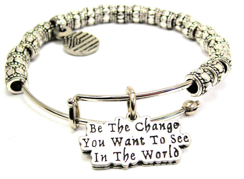 Be The Change You Want To See In The World Metal Beaded Bracelet
