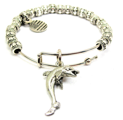 Dancing Dolphin Metal Beaded Bracelet