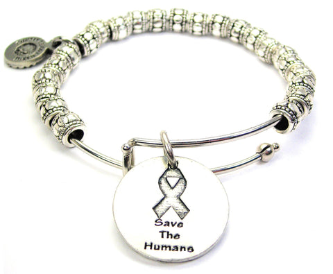 Save The Humans Metal Beaded Bracelet