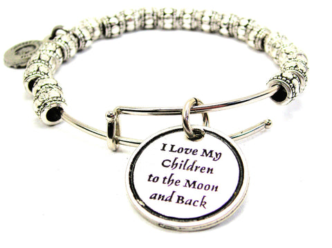 I Love My Children To The Moon And Back Metal Beaded Bracelet