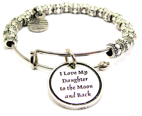 I Love My Daughter To The Moon And Back Metal Beaded Bracelet