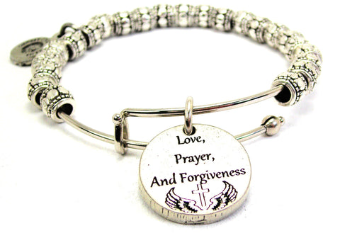 Love Prayer Forgiveness Metal Beaded Bracelet