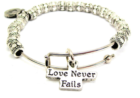 Love Never Fails Metal Beaded Bracelet