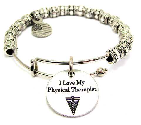 I Love My Physical Therapist Metal Beaded Bracelet