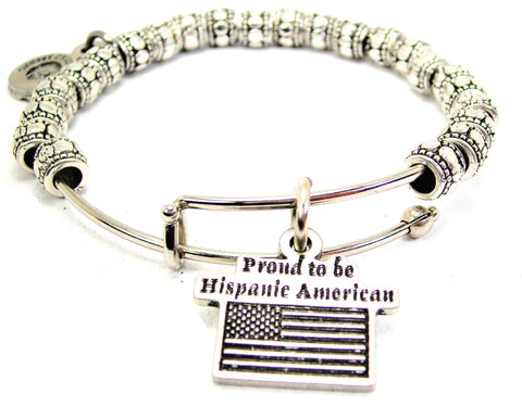 Proud To Be Hispanic American Metal Beaded Bracelet