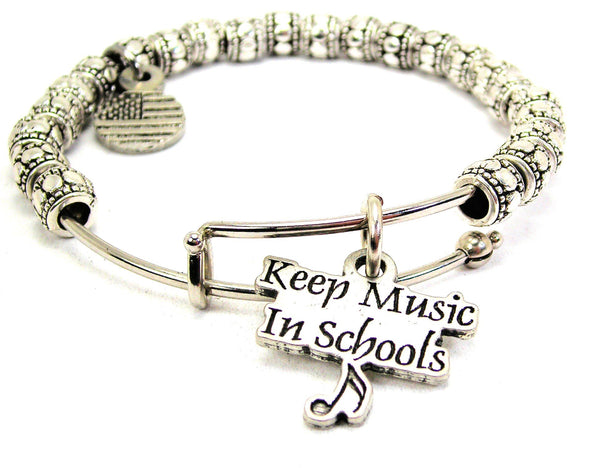 Keep Music In Schools Metal Beaded Bracelet