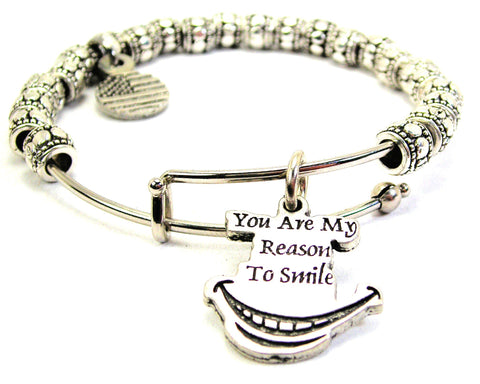 You Are My Reason To Smile Metal Beaded Bracelet