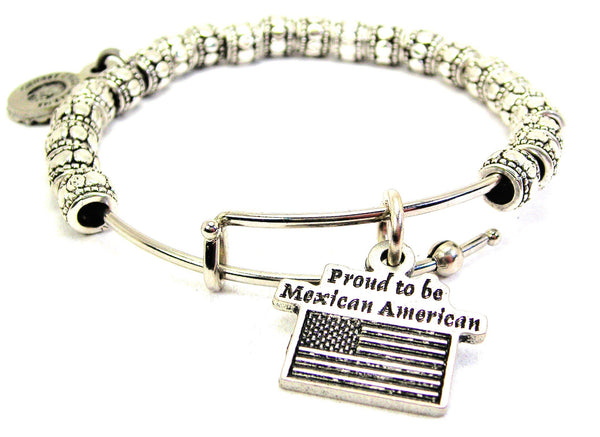 Proud To Be Mexican American Metal Beaded Bracelet