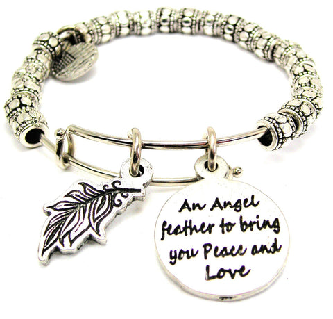 An Angel Feather To Bring You Peace And Love With Angel Feather Metal Beaded Bracelet