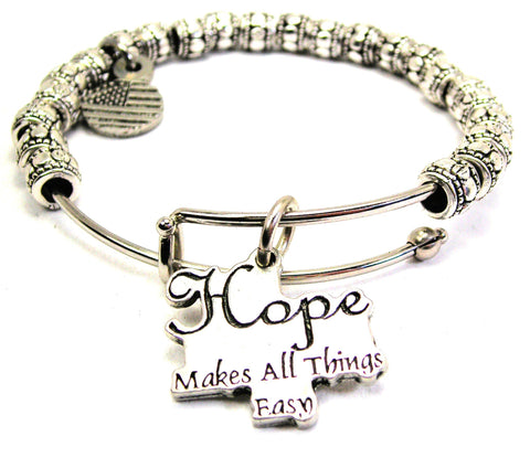 Hope Makes All Things Easy Metal Beaded Bracelet
