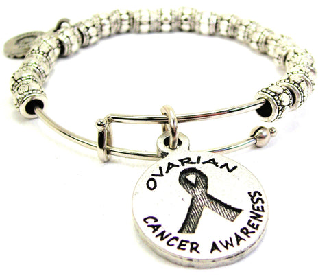Ovarian Cancer Awareness Metal Beaded Bracelet