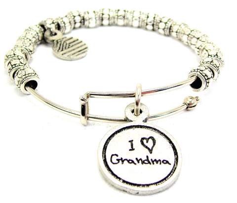 I Love Grandma Metal Beaded Bracelet