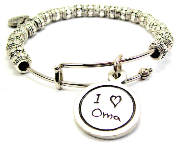 I Love Oma Metal Beaded Bracelet
