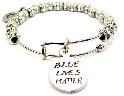 Blue Lives Matter Metal Beaded Bracelet