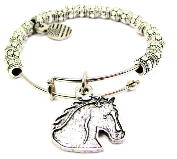 Stallion Bust Metal Beaded Bracelet