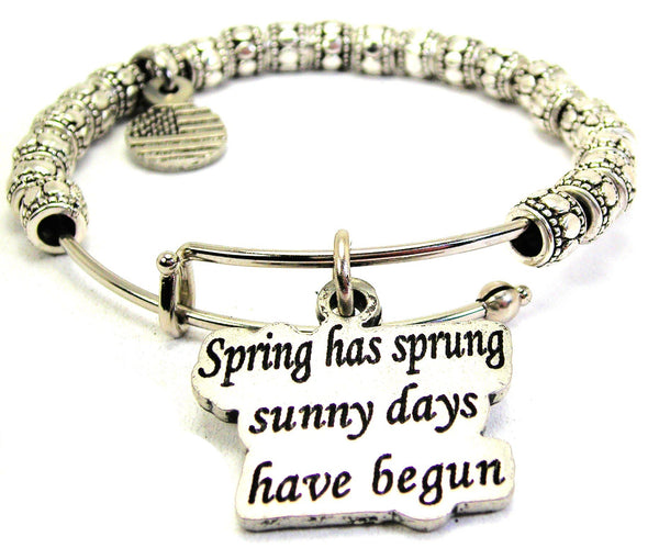 Spring Has Sprung Sunny Days Have Begun Metal Beaded Bracelet