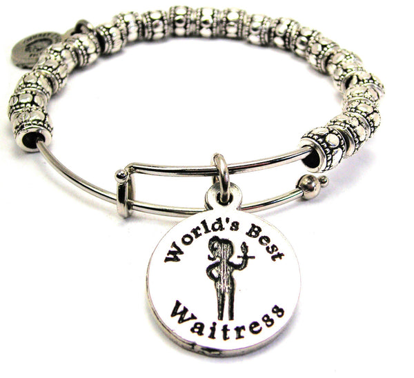 World's Best Waitress Metal Beaded Bracelet