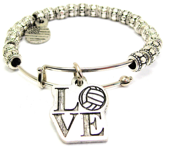 Love With Volley Ball Metal Beaded Bracelet