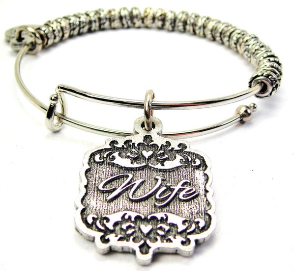 Wife Victorian Scroll Metal Beaded Bracelet