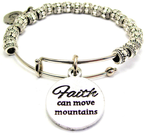 Faith Can Move Mountains Metal Beaded Bracelet
