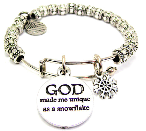 God Make Me Unique As A Snowflake Metal Beaded Bracelet