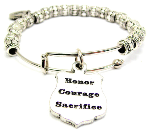 Honor Courage Sacrifice Police Badge Metal Beaded Bracelet