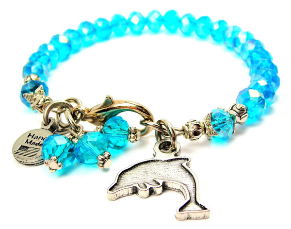 Dolphin Silhouette Splash of Color Crystal Bracelet