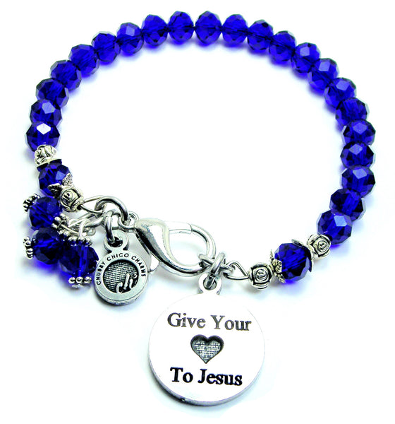 Give Your Heart To Jesus Splash Of Color Crystal Bracelet