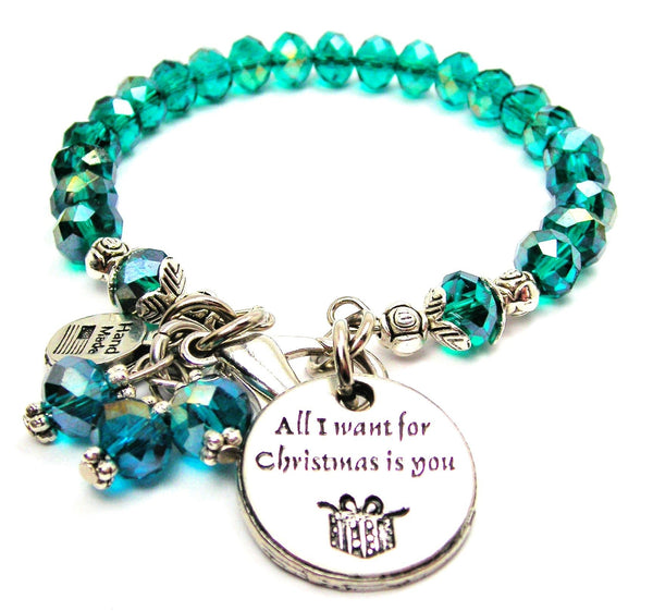 all i want for christmas is you,  christmas bracelet,  christmas jewelry,  christmas charm,  all i want for christmas bracelet,  crystal bracelet,  holiday jewelry