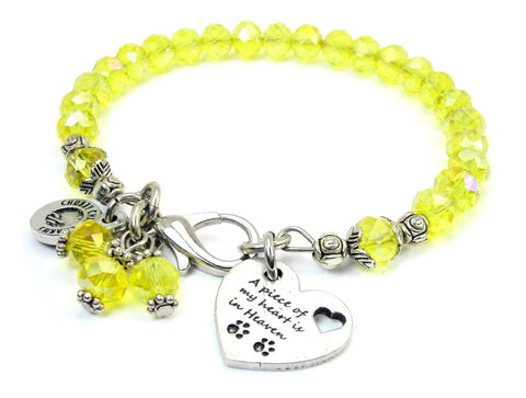 A Piece Of My Heart Is In Heaven With Paw Prints Splash Of Color Crystal Bracelet