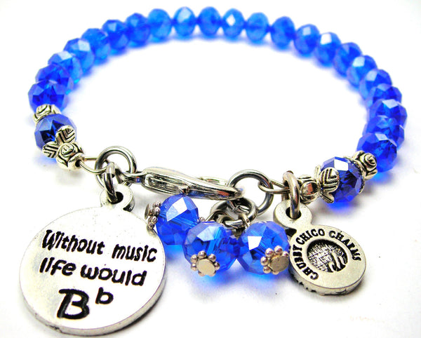 Without Music Life Would Be Flat Splash Of Color Crystal Bracelet
